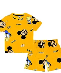 Mickey My Friends All Over T-Shirt & Shorts - Mustard