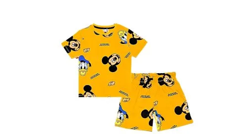 Mickey My Friends All Over T-Shirt & Shorts - Mustard