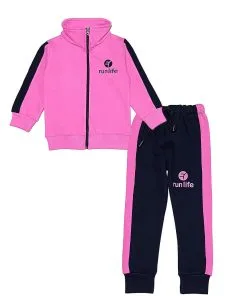 Run-Life-Mock-Neck-Zipper-&-Penal-Trouser-Fleece-Tracksuit---Pink