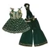 Sunflowers Festive Fancy Brochia Lawn Frock & Gharrara -Green