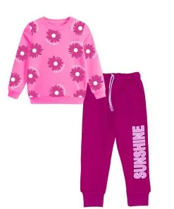 Sunshine-Flowers-Fleece-Tracksuit-Pink-&-Shocking-Pink