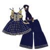 Umbrella-Festive-Fancy-Brochia-Lawn-Frock-&-Gharrara-Navy-Blue