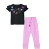 Sequin Shine Stars Tee Shirt & Tights - Black & Baby Pink
