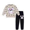 Bunny With Black Hearts Fleece Tracksuit –Skin & Black