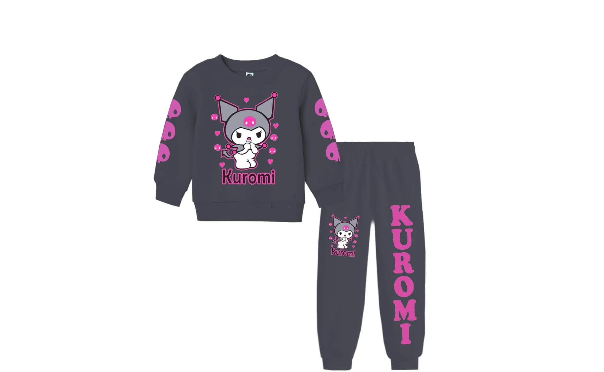 Cute-Kuromi-Fleece-Tracksuit-Dark-Grey
