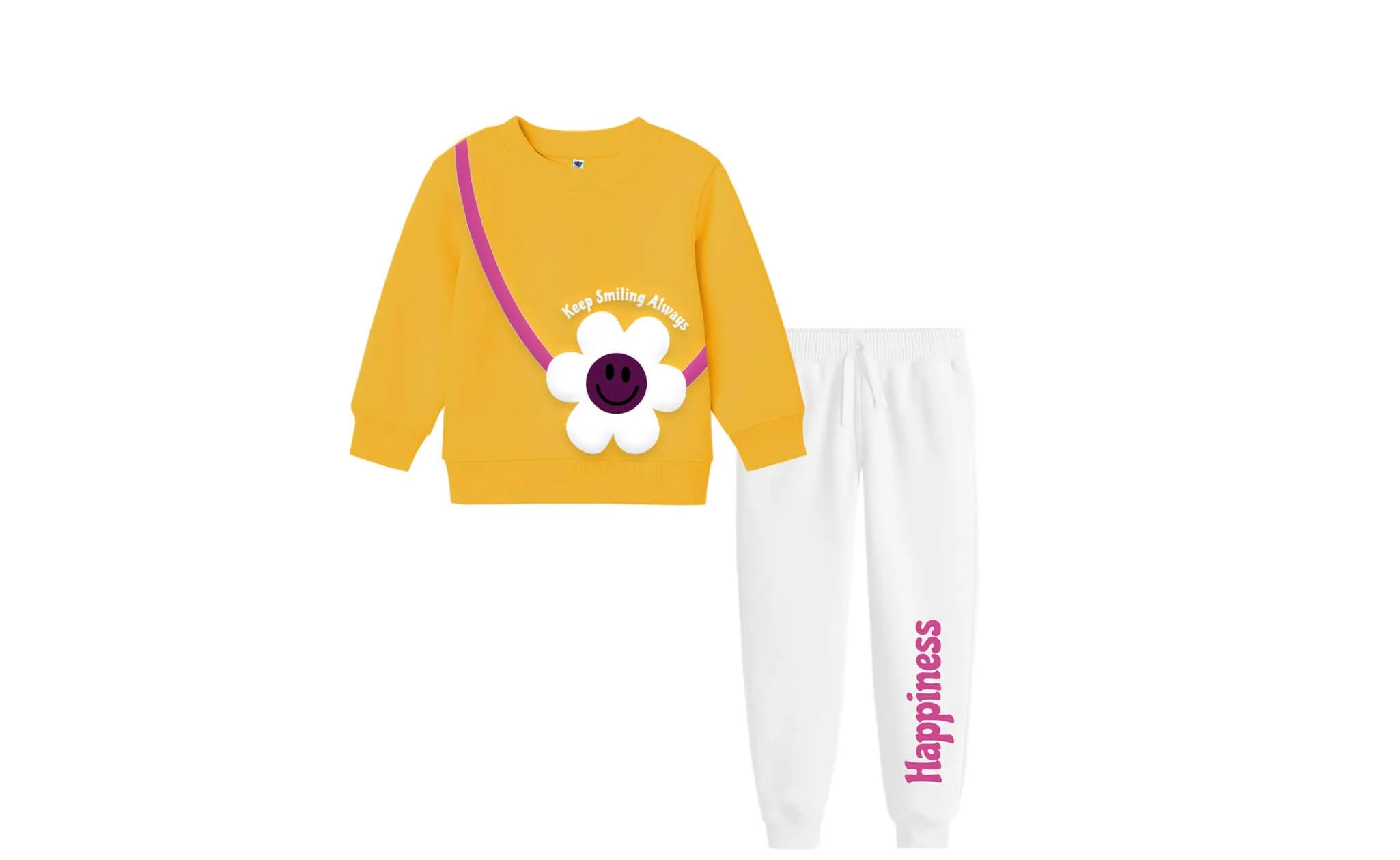 Keep-Smiling-Always-Fleece-Tracksuit---Yellow-&-White