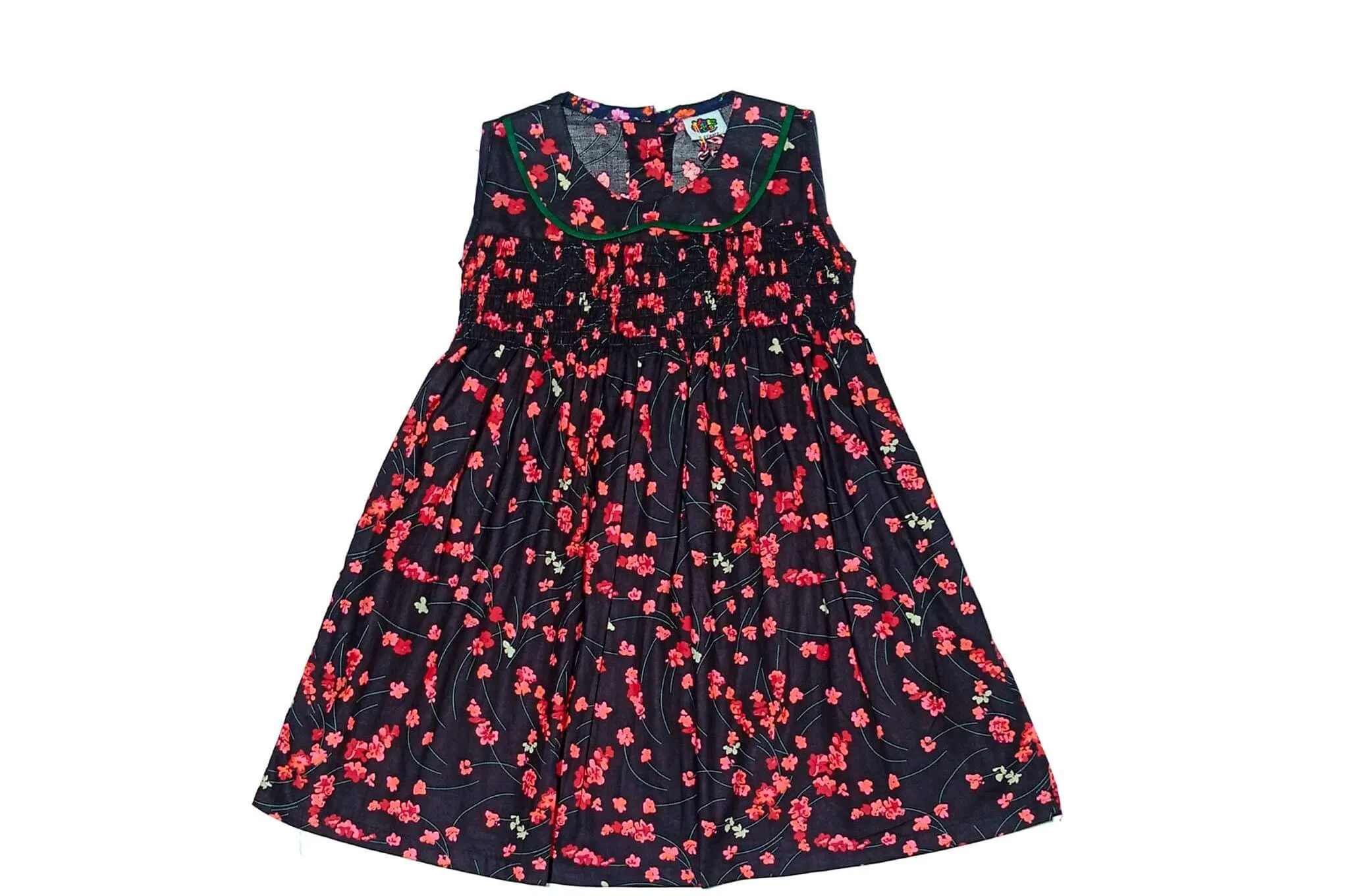 Pink-Florals-Baby-Coller-Cotton-Maxi-Frock---Black
