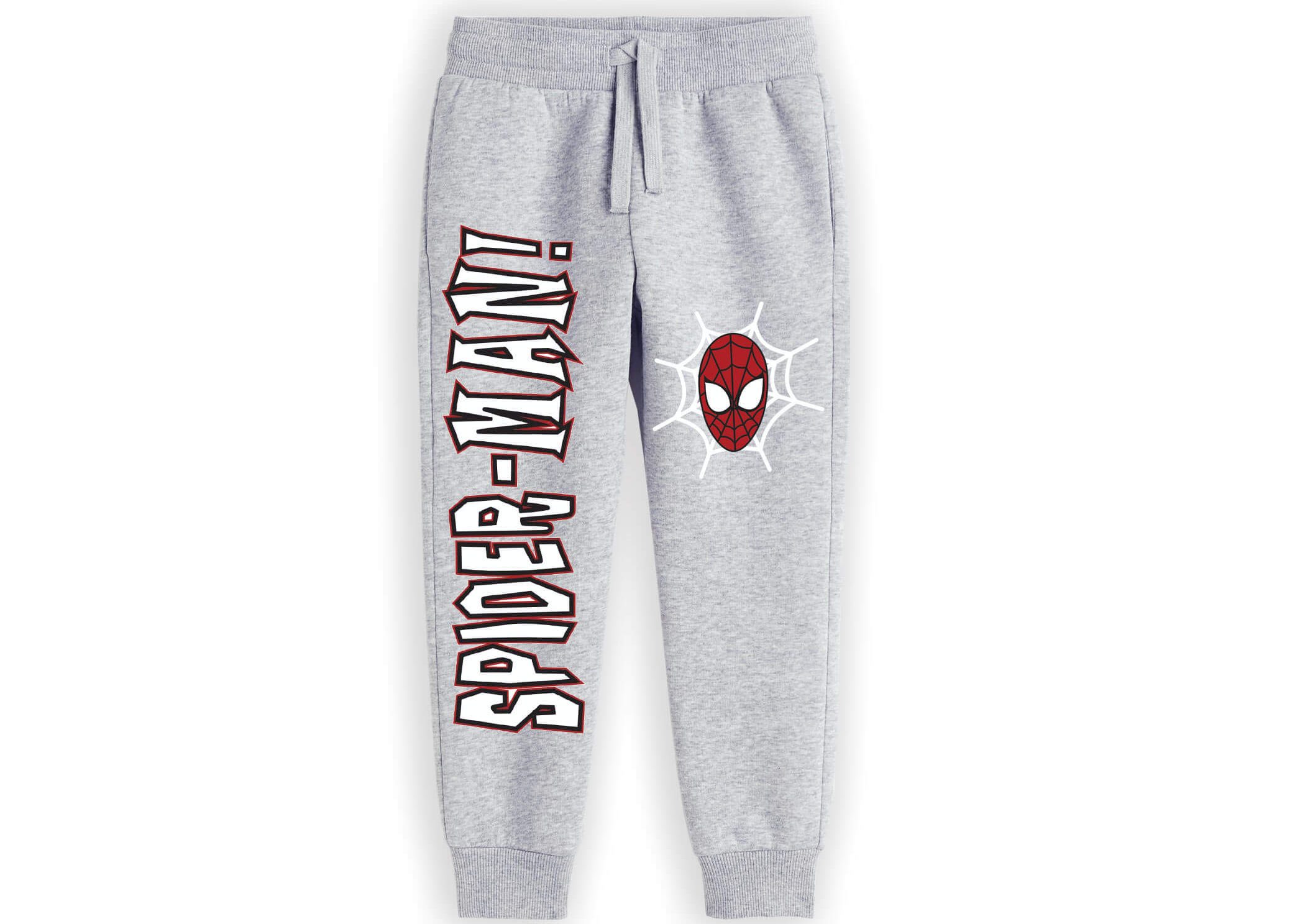 Spiderman-Face-Fleece-Trouser---Heder-Grey