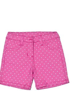 White-Polka-Dot-Girls-Cotton-Twill-Fabric-Short--Pink