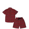 Yellow-Checked-Lines-Casual-Shirt-&-Short---Red