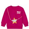 Bright Like Me Sequins Star Fleece Sweatshirt- Shocking Pink