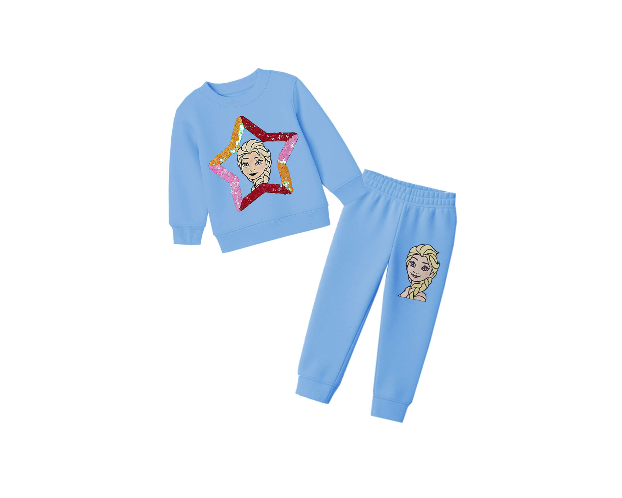 Frozen in Sequins Star Fleece Tracksuit - Sky Blue