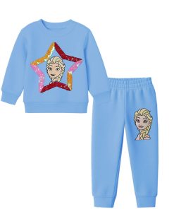 Frozen in Sequins Star Fleece Tracksuit - Sky Blue