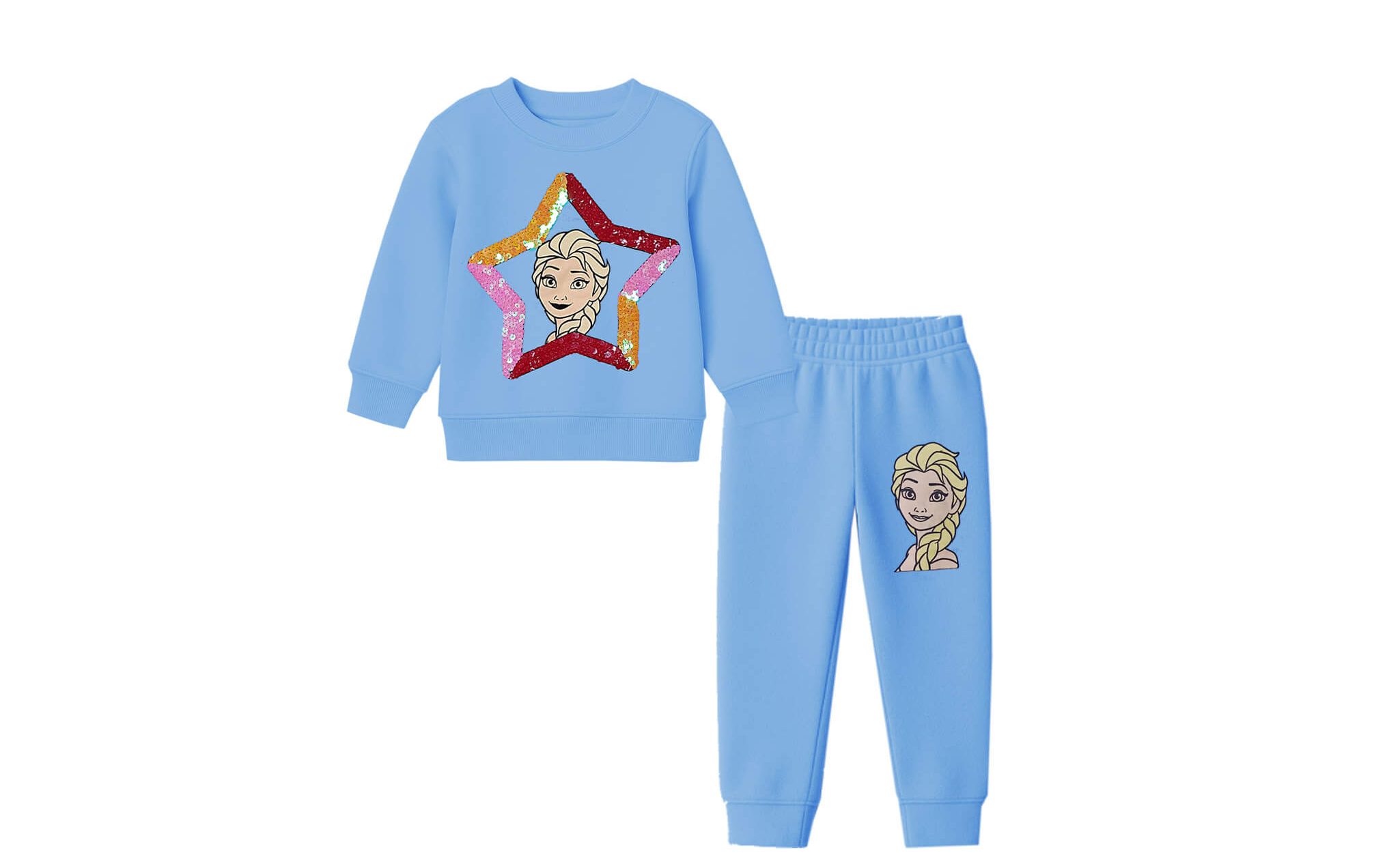 Frozen in Sequins Star Fleece Tracksuit - Sky Blue