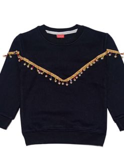 Multicolor Beaded Fency Sweatshirt - Black