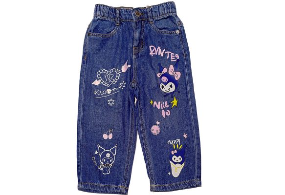 New Sanrio Baggy Denim Pant - Mid Blue (1)