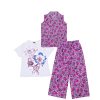 Red Rosses Bunch Cotton 3pcs Suit - Pink