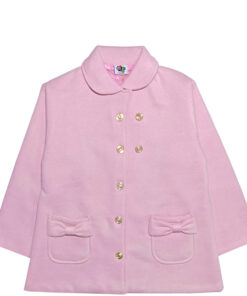 Stylish Round Coller Fleece Coat – Rose Pink