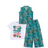 Sunshine Color Cotton Sleeves less Coat Tee & Plazzo - Green