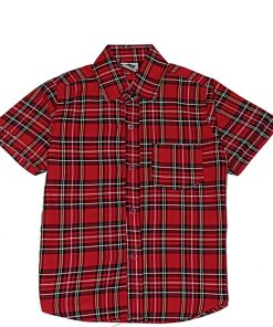 Yellow-Checked-Lines-Casual-Shirt-Red
