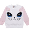 3D Kitty Face Fleece Sweatshirt - White & Peach