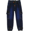 6 Pocket Smart Fit Cargo Denim Trouser - Dark Blue