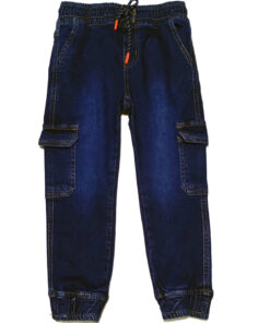 6 Pocket Smart Fit Cargo Denim Trouser - Dark Blue