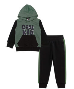 Cool Kids Kangroo Pocket Hoodie Tracksuit - Green & Black