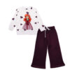 Doll Net Frock Fleece Tracksuit - White & Maroon