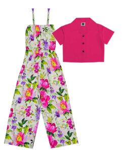 Elegant Vintage Jumpsuit with Koti - Skin & Shocking pink