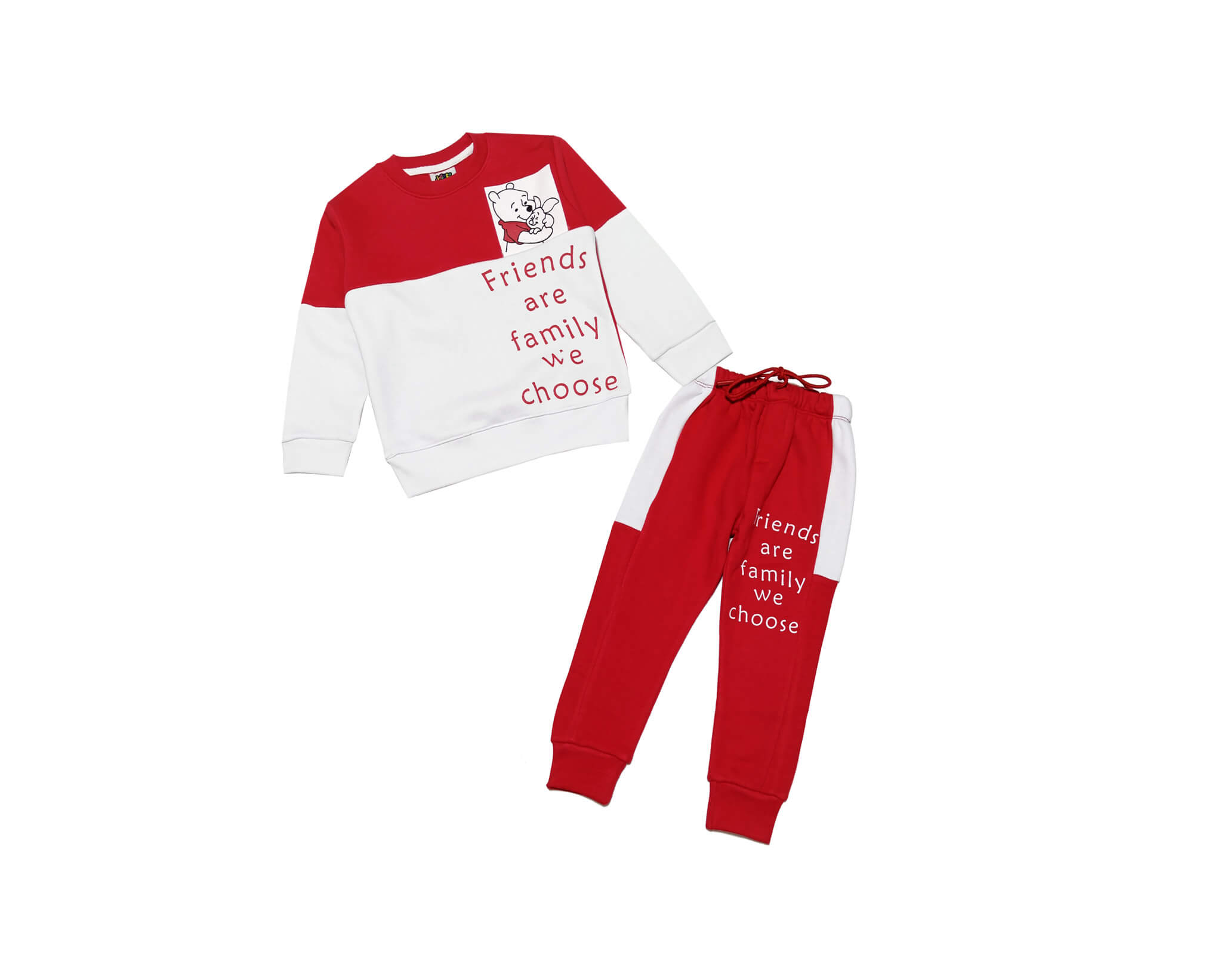 Friends & Family Fleece Tracksuit with Pennals - Red & White