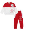Friends & Family Fleece Tracksuit with Pennals - Red & White