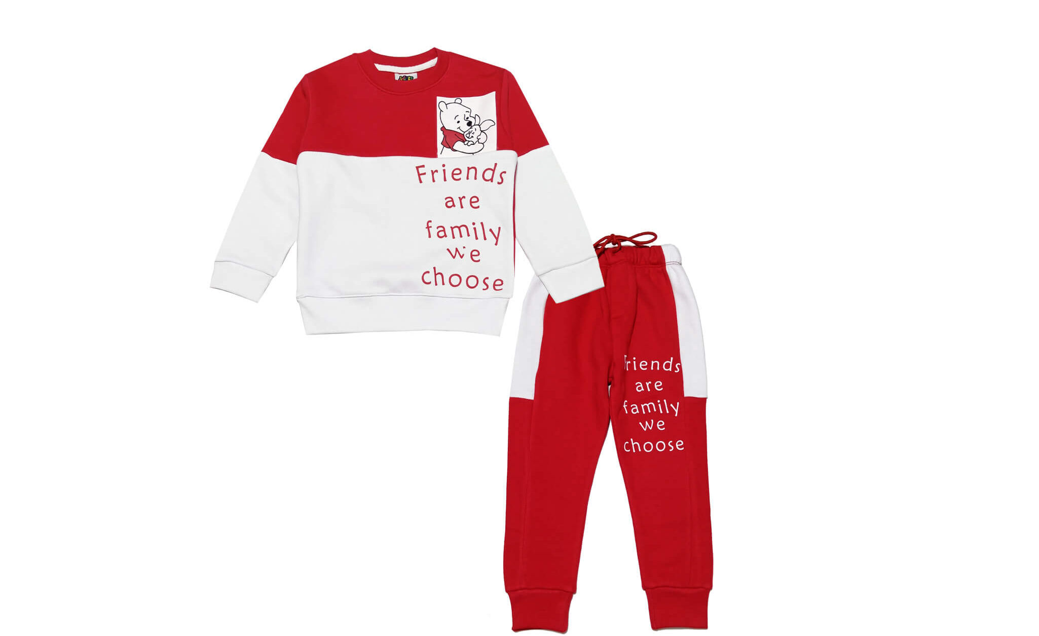 Friends & Family Fleece Tracksuit with Pennals - Red & White