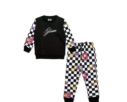Glam-Chess-Style-Fleece-Tracksuit---Black