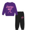 Glitter Barbie Bow Fleece Tracksuit - Purple & Black
