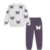 Grace Butterflies Fleece Tracksuit - Off White & Dark Purple