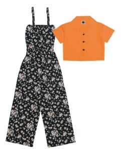 Growing Daisay JumpSuit & Koti - Black & Orange