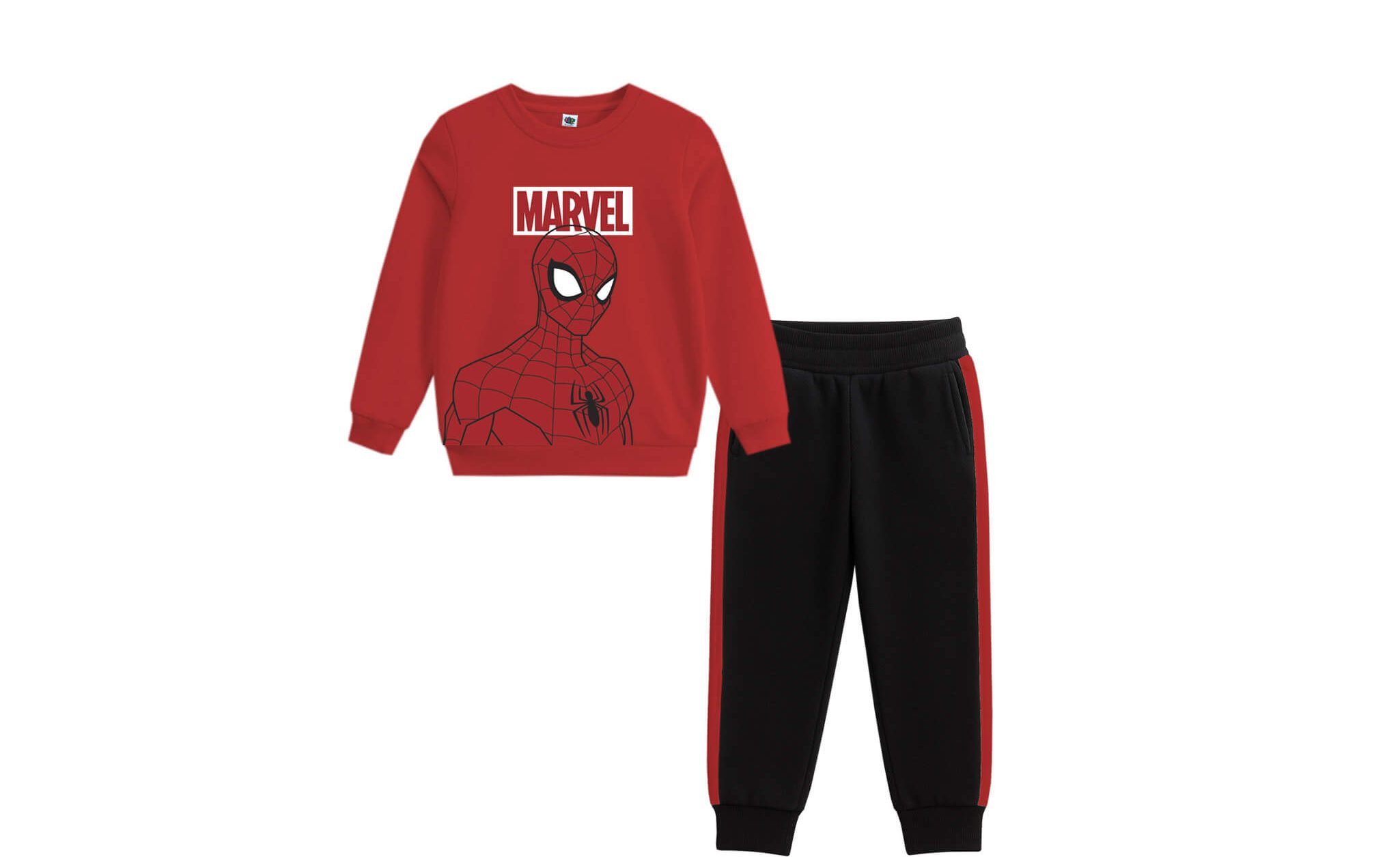 Kids Charactor Fashion Fleece Tracksuit - Red & Black