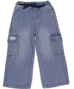 Littlez Club Flap Pockets Denim Baggy Pant - Sky Blue