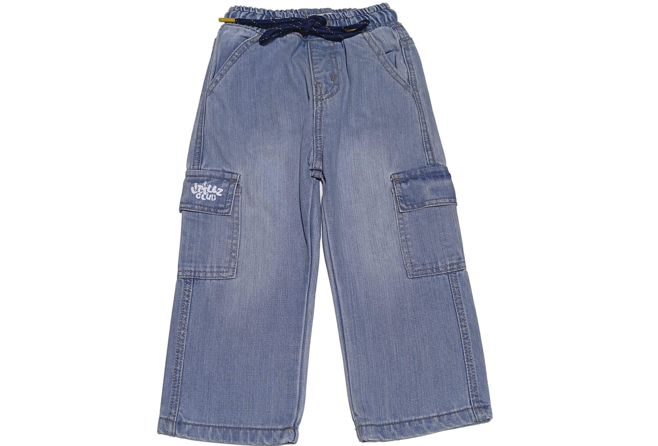 Littlez Club Flap Pockets Denim Baggy Pant - Sky Blue