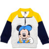 Mickey Raglan Sleeve Contrast Pennal Mock Neck Fleece Sweatshirt - Yellow Grey Navy