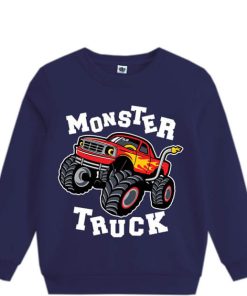 Monster Loaded Truck Fleece Sweatshirt- Navy Blue