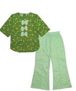 Mustard Floral Pleatts Top With Flapper Trouser – Green & Pistachio