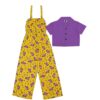 Plum Flowers Jumpsuit with Koti -Yellow & Purple