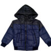 Shoulder Pennal Boys & Girls Hooded Puffer Jacket - Black & Navy Blue