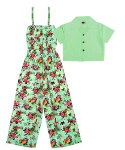 Tulip Flowers Jumpsuit with Koti - Pistachio Green