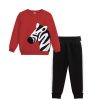 Zebra Fleece Tracksuit - Red & Black