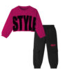 Influncer Style Short SweatShirt & Pockets Style Trouser - Shocking Pink & Black