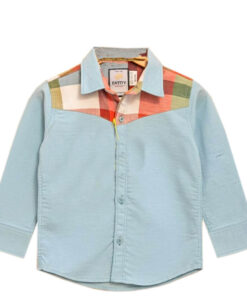 Checked-Shoulder-Shemrey-Fabric-Formal-Shirt---Sky-Blue