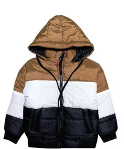 Cool-Trendy-Pennal-Puffer-Jacket---Brown-White-&-Black